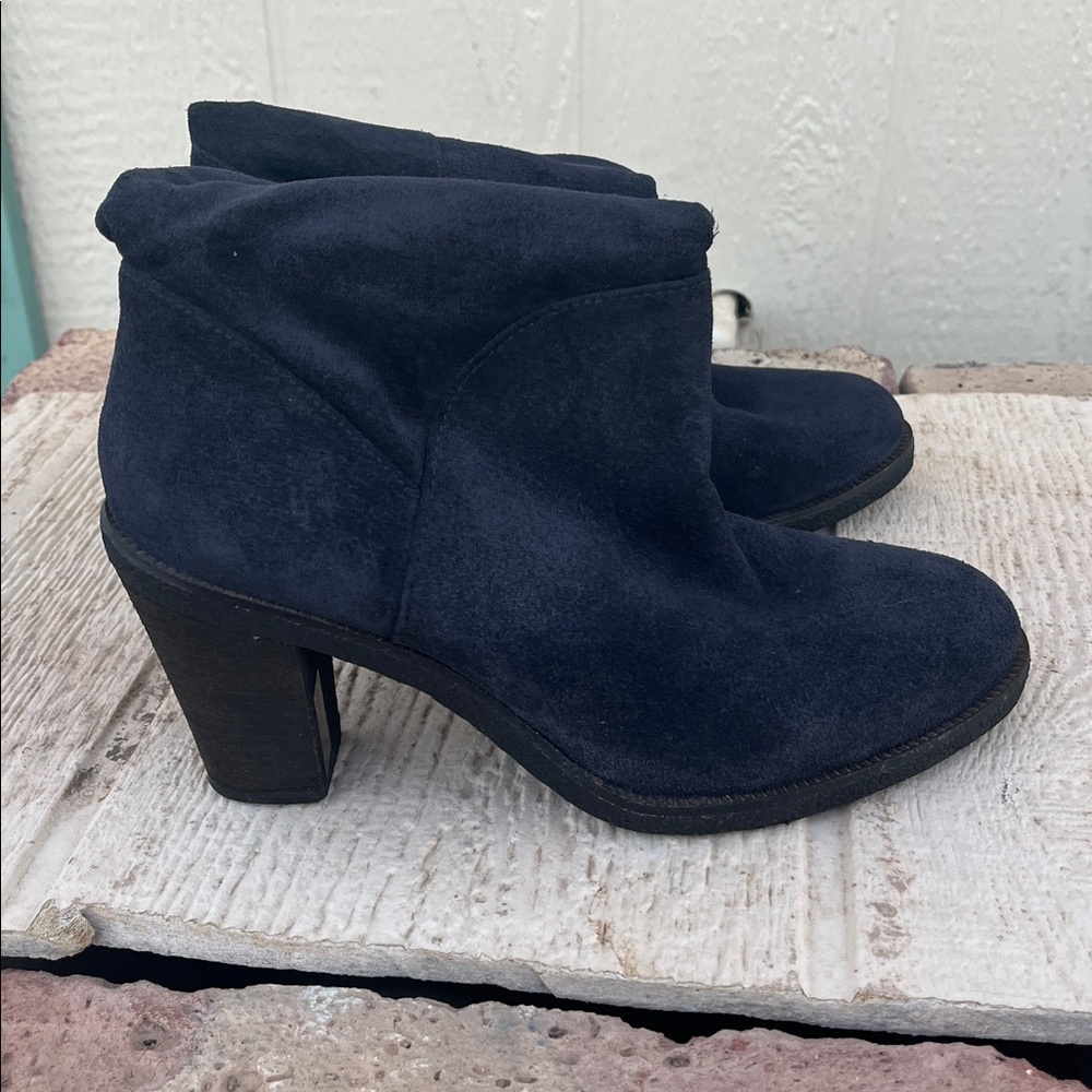 Vince Camuto Boots Slouch Bootie Women Block Heel Navy Shoes 8.5